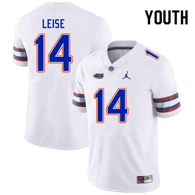 Youth #14 Parker Leise Florida Gators College Football Jerseys Stitched-White